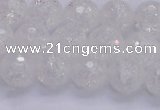 CKQ345 15.5 inches 10mm faceted round dyed crackle quartz beads