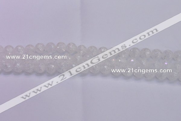 CKQ345 15.5 inches 10mm faceted round dyed crackle quartz beads