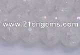 CKQ346 15.5 inches 12mm faceted round dyed crackle quartz beads