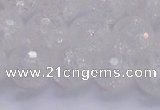 CKQ347 15.5 inches 14mm faceted round dyed crackle quartz beads