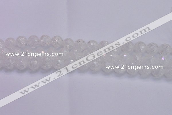 CKQ347 15.5 inches 14mm faceted round dyed crackle quartz beads