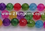 CKQ350 15.5 inches 6mm faceted round dyed crackle quartz beads