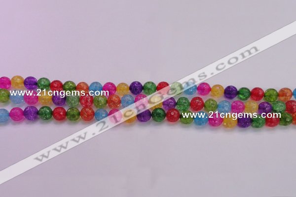 CKQ350 15.5 inches 6mm faceted round dyed crackle quartz beads