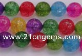 CKQ351 15.5 inches 8mm faceted round dyed crackle quartz beads