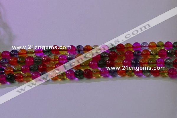 CKQ390 15.5 inches 4mm round dyed crackle quartz beads wholesale