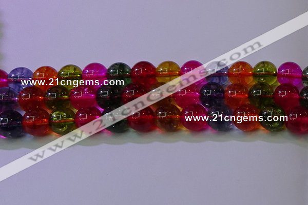 CKQ392 15.5 inches 8mm round dyed crackle quartz beads