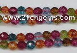 CKQ41 15.5 inches 6mm faceted round dyed crackle quartz beads