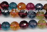 CKQ43 15.5 inches 10mm faceted round dyed crackle quartz beads