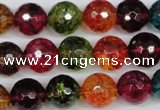 CKQ44 15.5 inches 12mm faceted round dyed crackle quartz beads