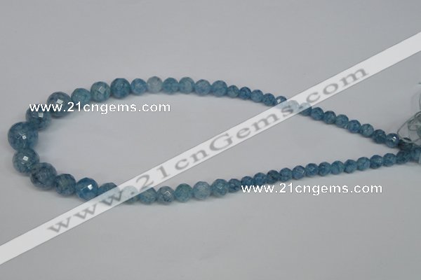 CKQ51 15.5 inches 6mm - 14mm faceted round dyed crackle quartz beads