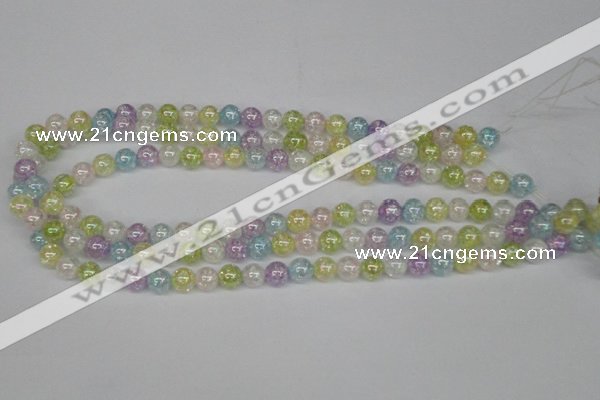 CKQ61 15.5 inches 6mm round AB-color dyed crackle quartz beads