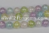 CKQ62 15.5 inches 8mm round AB-color dyed crackle quartz beads