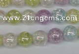 CKQ63 15.5 inches 10mm round AB-color dyed crackle quartz beads