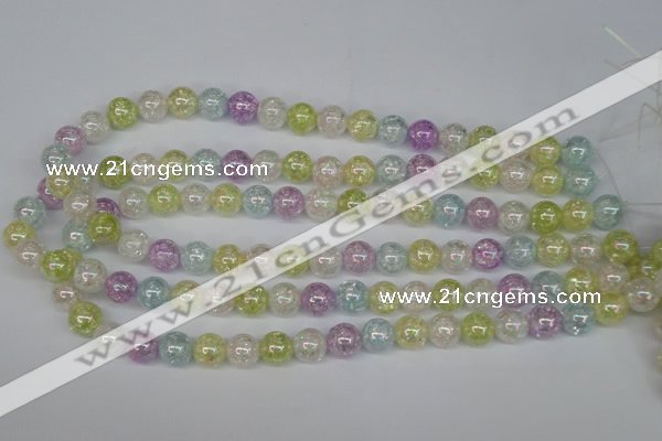 CKQ63 15.5 inches 10mm round AB-color dyed crackle quartz beads