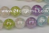 CKQ64 15.5 inches 12mm round AB-color dyed crackle quartz beads