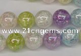 CKQ65 15.5 inches 14mm round AB-color dyed crackle quartz beads