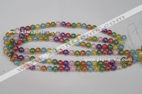 CKQ72 15.5 inches 8mm round AB-color dyed crackle quartz beads