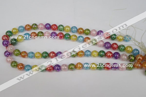 CKQ73 15.5 inches 10mm round AB-color dyed crackle quartz beads