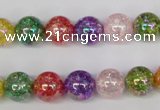 CKQ75 15.5 inches 14mm round AB-color dyed crackle quartz beads