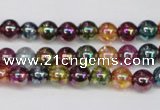 CKQ81 15.5 inches 6mm round AB-color dyed crackle quartz beads