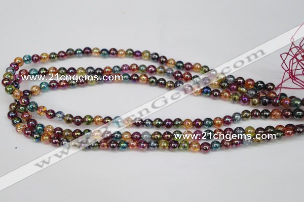 CKQ81 15.5 inches 6mm round AB-color dyed crackle quartz beads