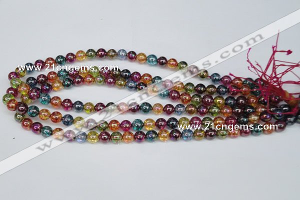 CKQ82 15.5 inches 8mm round AB-color dyed crackle quartz beads