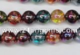 CKQ83 15.5 inches 10mm round AB-color dyed crackle quartz beads