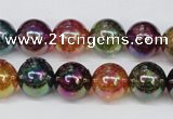 CKQ84 15.5 inches 12mm round AB-color dyed crackle quartz beads