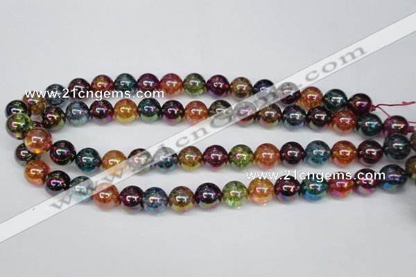 CKQ84 15.5 inches 12mm round AB-color dyed crackle quartz beads