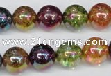 CKQ85 15.5 inches 14mm round AB-color dyed crackle quartz beads