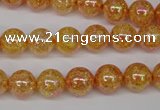 CKQ91 15.5 inches 6mm round AB-color dyed crackle quartz beads