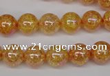 CKQ92 15.5 inches 8mm round AB-color dyed crackle quartz beads