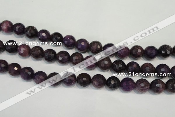 CKU26 15.5 inches 16mm faceted round purple kunzite beads wholesale