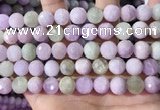 CKU326 15.5 inches 10mm faceted round natural kunzite beads