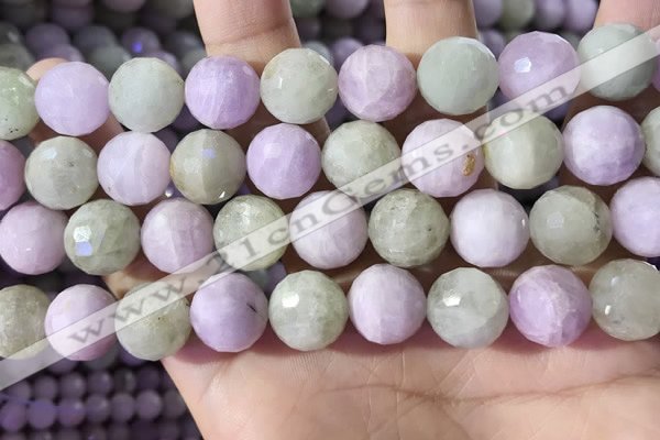 CKU327 15.5 inches 12mm - 12.5mm faceted round natural kunzite beads