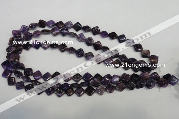 CKU48 15.5 inches 10*10mm diamond purple kunzite beads wholesale