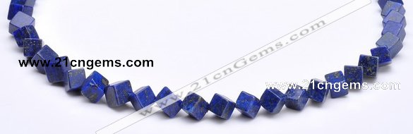 CLA39 6*6*6mm oblique-drilled cubic dyed lapis lazuli beads