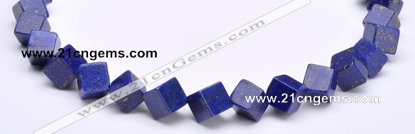 CLA40 oblique-drilled cubic 10*10*10mm dyed lapis lazuli beads