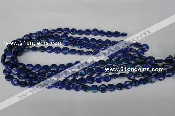 CLA410 15.5 inches 10mm flat round synthetic lapis lazuli beads