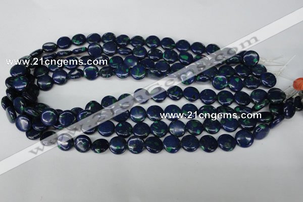 CLA411 15.5 inches 12mm flat round synthetic lapis lazuli beads