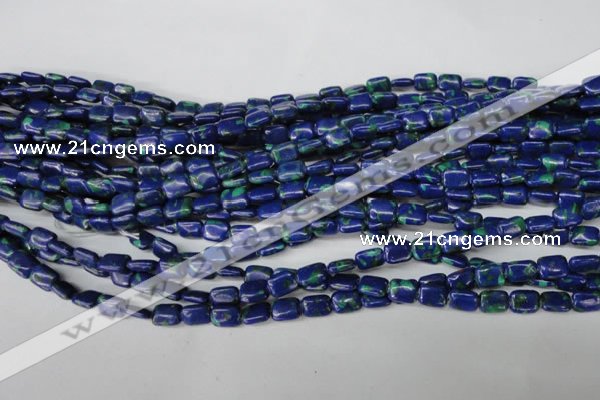 CLA425 15.5 inches 6*8mm rectangle synthetic lapis lazuli beads