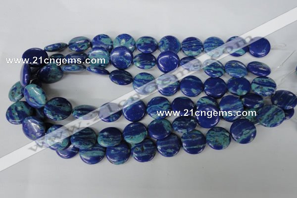 CLA460 15.5 inches 18mm flat round synthetic lapis lazuli beads