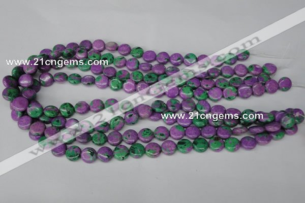 CLA505 15.5 inches 10mm flat round synthetic lapis lazuli beads