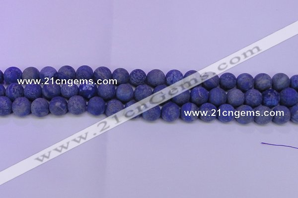 CLA61 15.5 inches 6mm round matte lapis lazuli beads