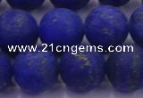 CLA75 15.5 inches 14mm round matte lapis lazuli beads wholesale