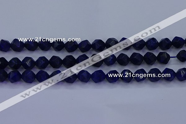 CLA84 15.5 inches 12mm faceted nuggets dyed lapis lazuli beads