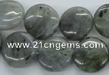 CLB107 15.5 inches 18mm flat round labradorite gemstone beads wholesale