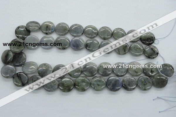 CLB107 15.5 inches 18mm flat round labradorite gemstone beads wholesale