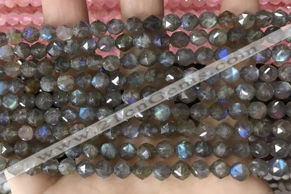 CLB1080 15.5 inches 6mm faceted nuggets labradorite beads
