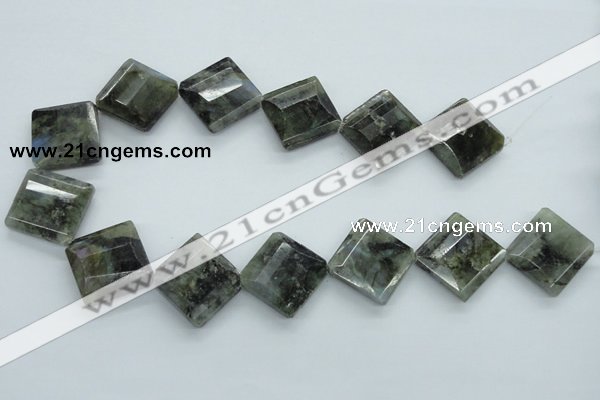 CLB127 15.5 inches 25*25mm faceted diamond labradorite gemstone beads